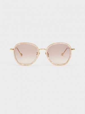 Charles & Keith Twisted Metallic Butterfly Sunglasses Koralle | TECP51792