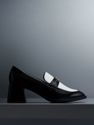 Charles & Keith Two-Tone Metallic Accent Block Heel Loafer Pumps Mehrfarbig | BIRQ56289