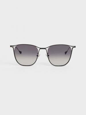 Charles & Keith Two-Tone Wire Frame Butterfly Sunglasses Schwarz | RKVW76914