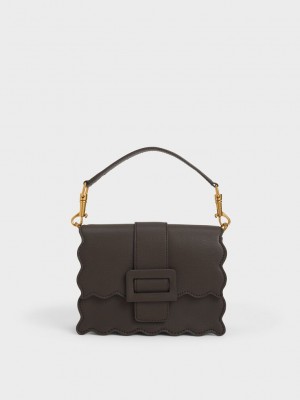 Charles & Keith Waverly Scallop-Trim Bag Dunkel | TKXA84629