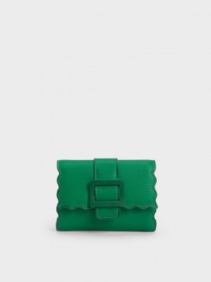 Charles & Keith Waverly Scallop-Trim Wallet Grün | VONL59308