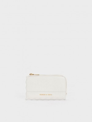 Charles & Keith Wavy Trim Zip Wallet Weiß | SYAT60482