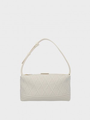 Charles & Keith Willa Gestrickt Shoulder Bag Weiß | PRYH31496