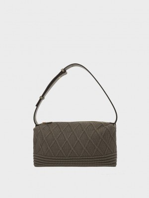 Charles & Keith Willa Gestrickt Shoulder Bag Khaki | JZKS65890