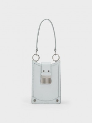 Charles & Keith Winslet Belted Phone Pouch Hellgrau | VGUO39025