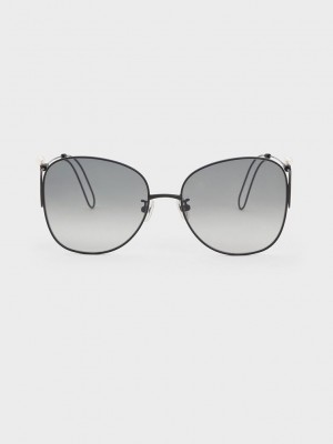 Charles & Keith Wire Frame Butterfly Sunglasses Schwarz | EVRS79458