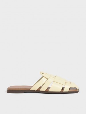 Charles & Keith Woven Flache Mules Rosa | WTDN19268