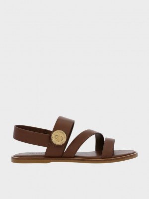 Charles & Keith Yara Turn Lock Riemchen Sandals Dunkelbraun | PWMC83146