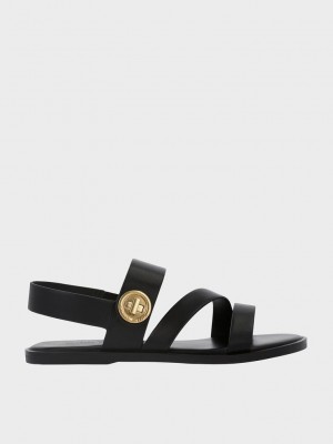 Charles & Keith Yara Turn Lock Riemchen Sandals Schwarz | IVCU59201
