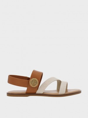 Charles & Keith Yara Turn Lock Riemchen Sandals Caramel | SDKH52416