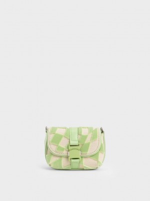 Charles & Keith Zetta Belt Schnallen Checkered Mini Bag Mintfarben Grün | XWRD92381