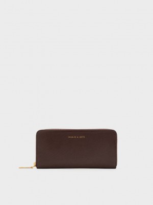 Charles & Keith Zip-Around Long Wallet Braun | QPGT39128