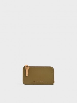 Charles & Keith Zip-Around Mini Wallet Olivgrün | CNPQ39810