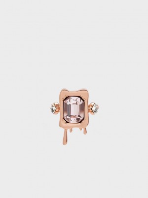 Charles & Keith Zira Crystal Sculptural Ring Rosa Gold | WOPN35641